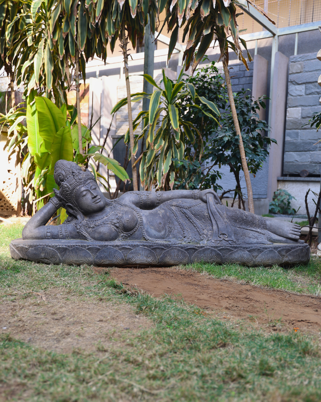 Dignified Resting Devi Stone Statue (large)