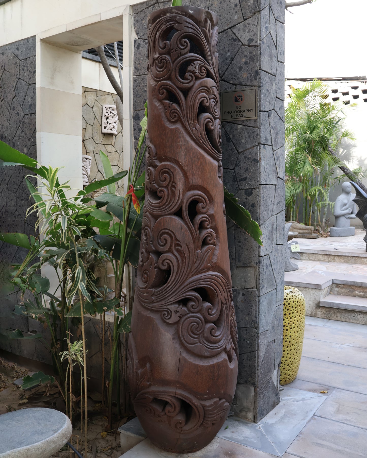 Palm Wood Planter L