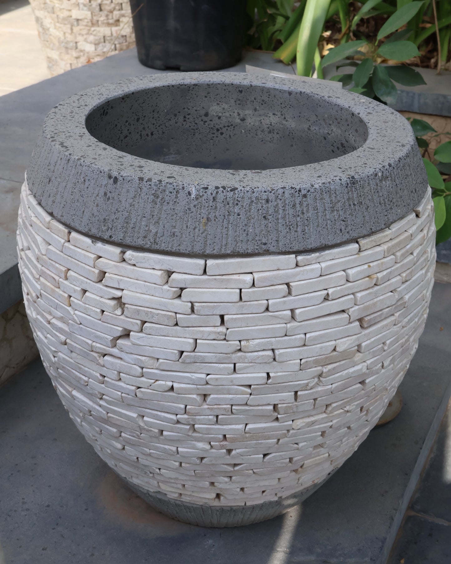 White Riverstone Planter